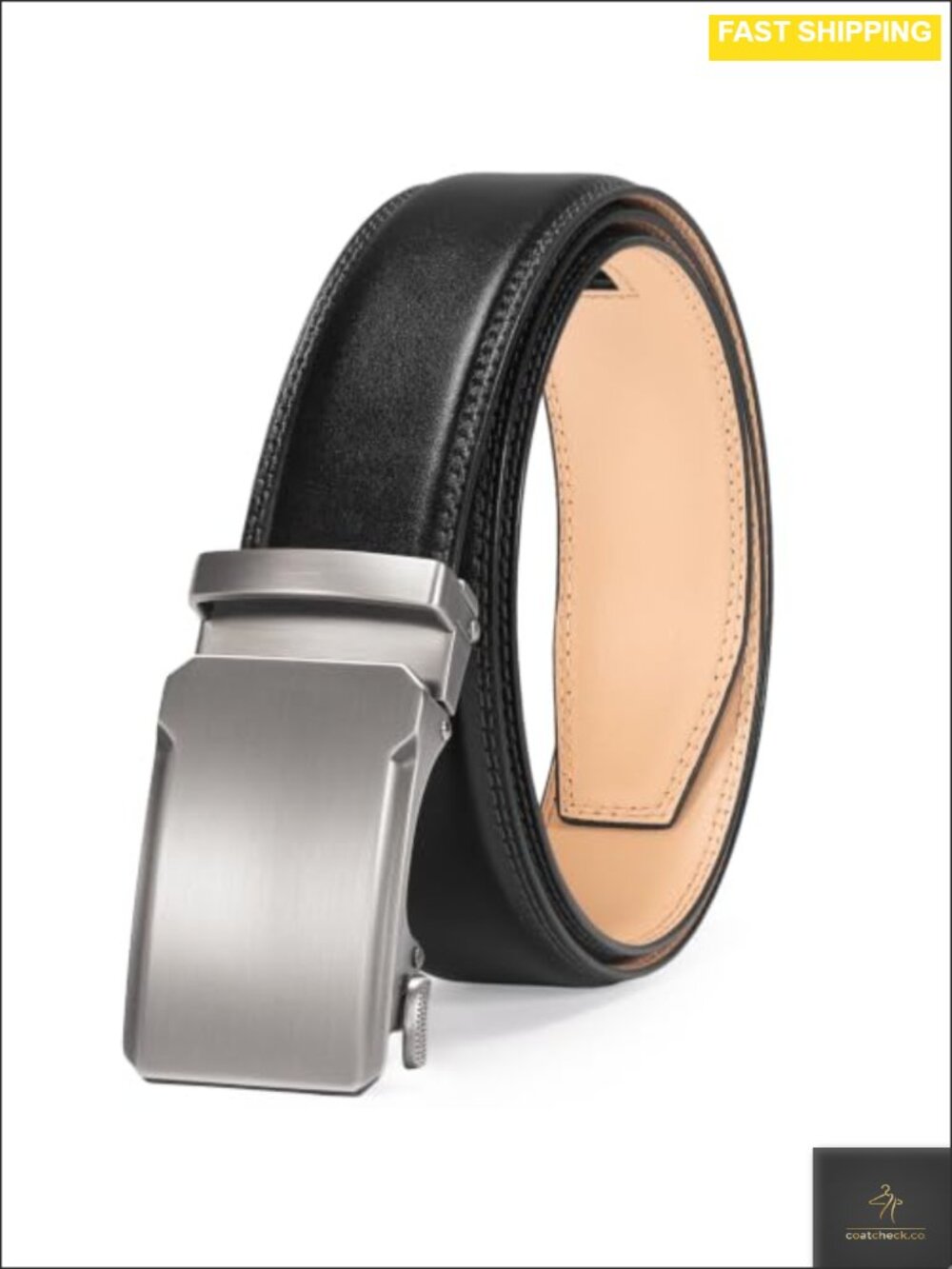 Full Grain Leather Ratchet Belt 1.5 Inch Trim to Fit Double-Stitched Men's